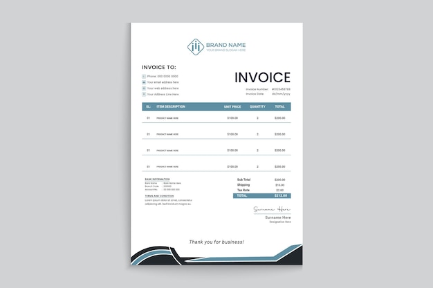 Vector colorful modern invoice template