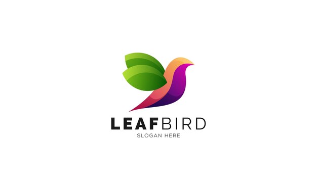 Colorful modern leaf bird logo design vector illustration