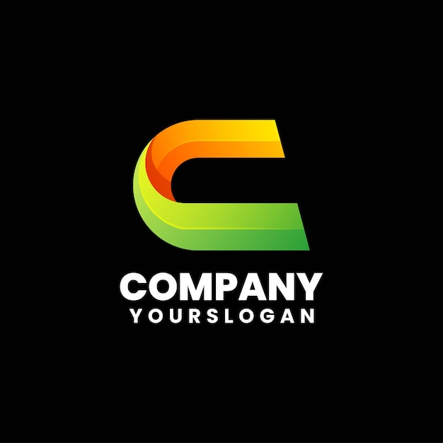красочный современный дизайн логотипа буквы c