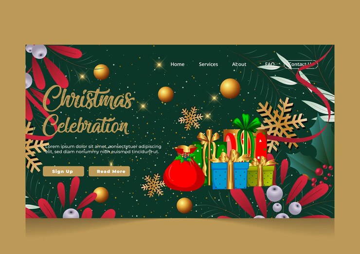 वेक्टर colorful modern merry christmas landing page design template