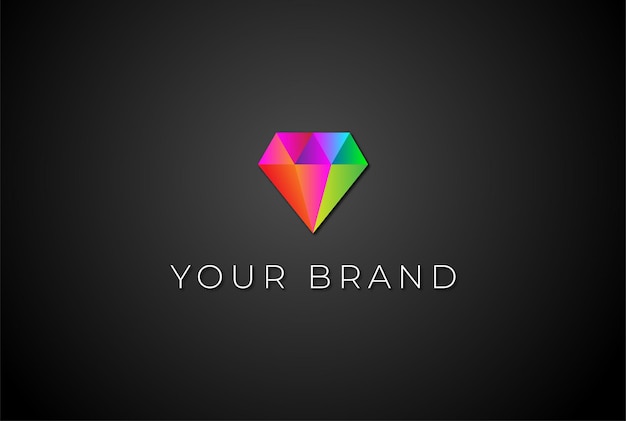 Vector colorful modern minimalist diamond gem stone logo design vector