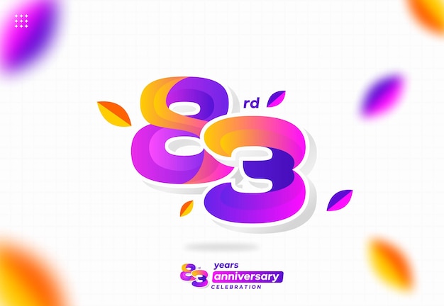 colorful modern number 83. 83rd anniversary. 83rd birthday