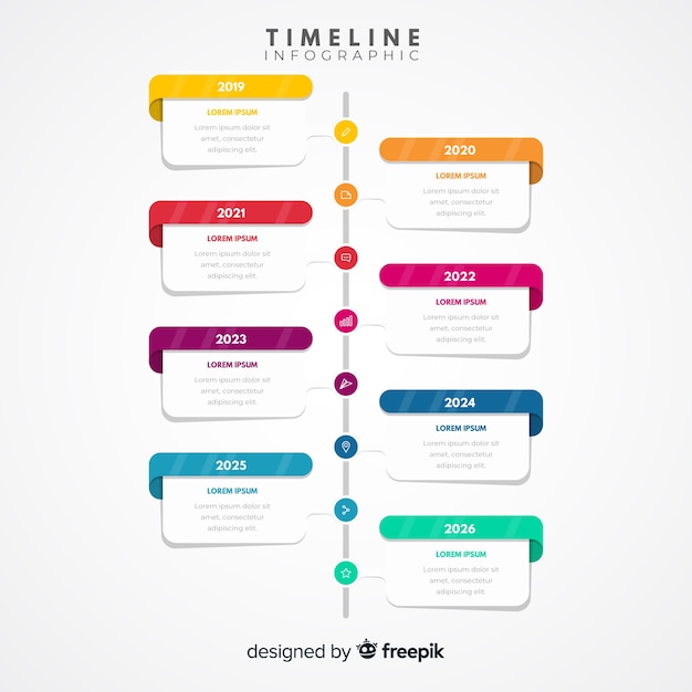 Modello di infografica colorata moderna timeline