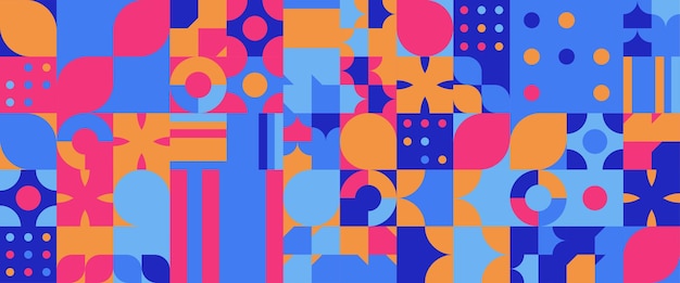 colorful modern vector abstract geometric background with circles rectangles and squares simple shapes graphic pattern for web design business presentation website header invitation background