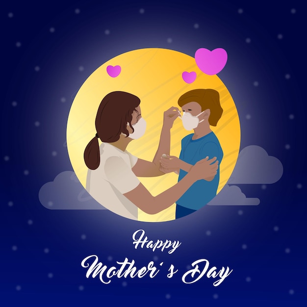 Colorful Mom and Child Illustration