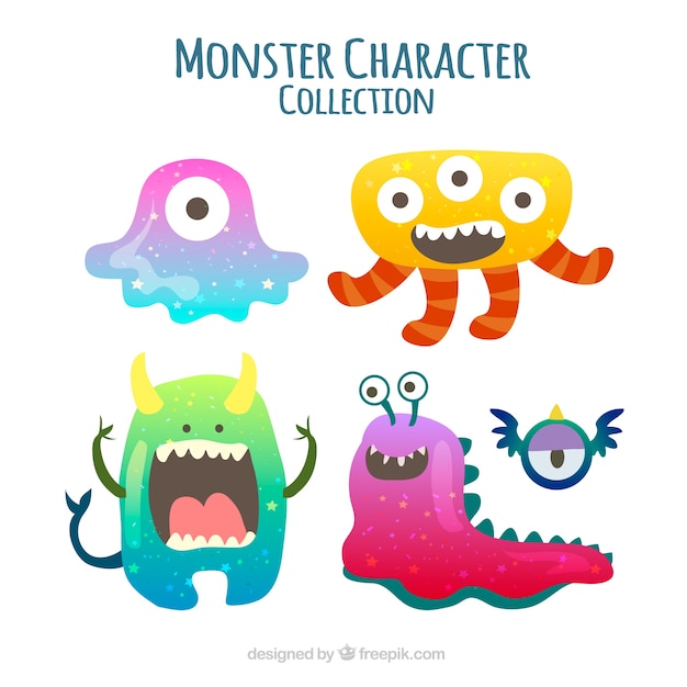 Colorful monster set