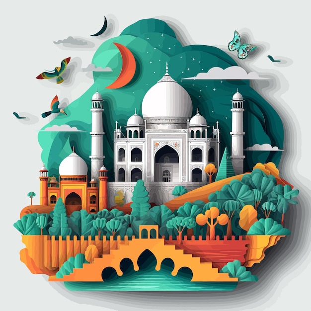 colorful mosque illustration