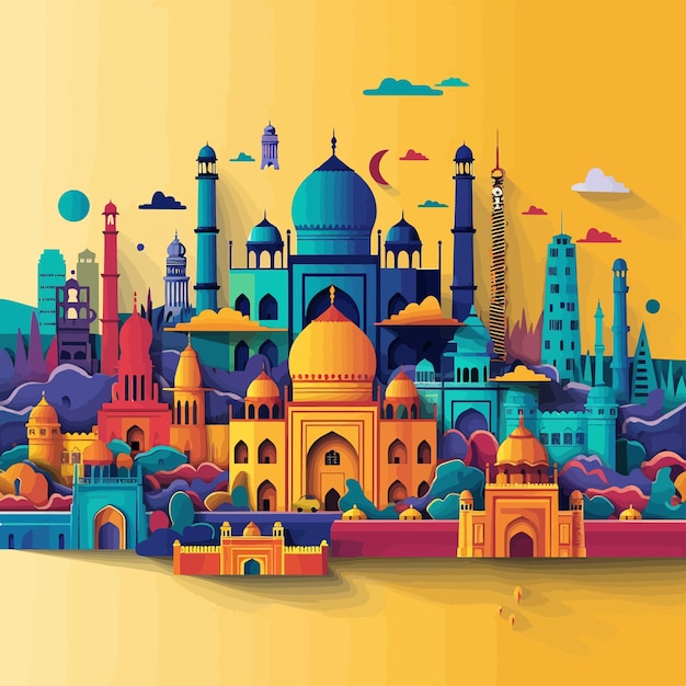 Colorful mosque illustration