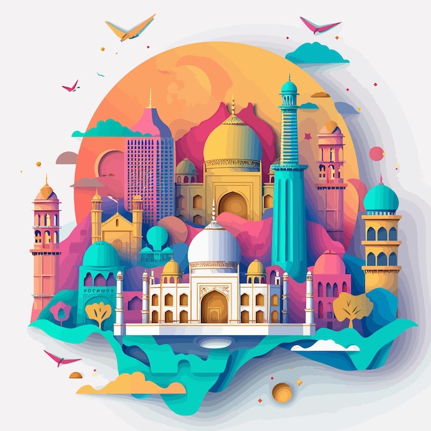 Vector colorful mosque illustration