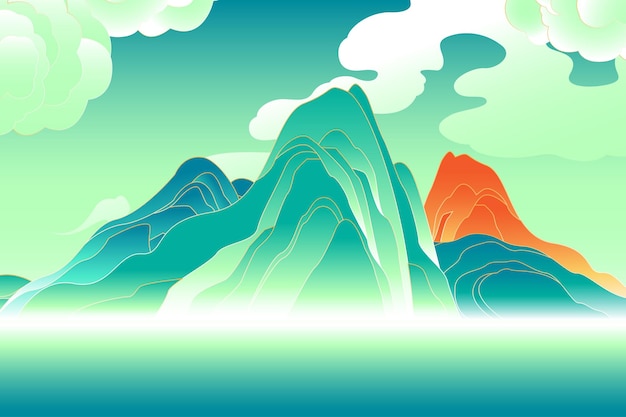 Vector colorful mountain landscape background