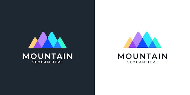 Vettore ispirazione per il design del logo della montagna colorata illustrazione vettoriale del logo del picco della montagna sovrapposta