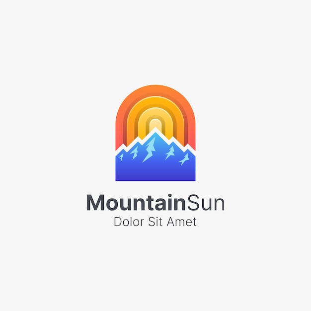 Vector colorful mountain with sun logo