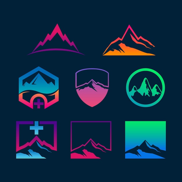 Vector colorful mountains signs