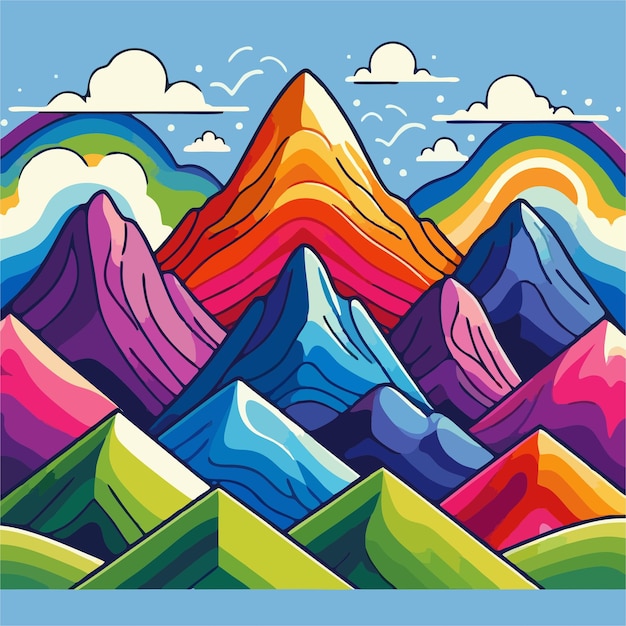 Vector colorful mountains vector 30