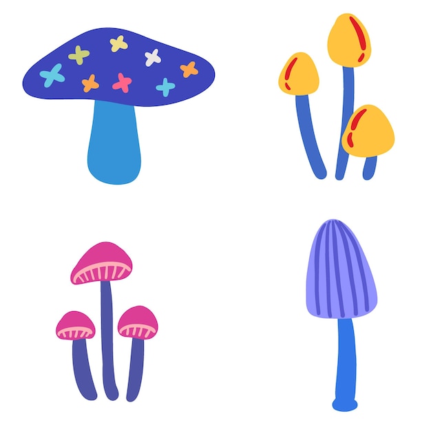 colorful mushroom illustration set 2