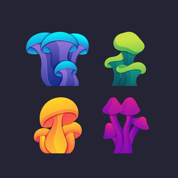 Colorful Mushroom illustration set