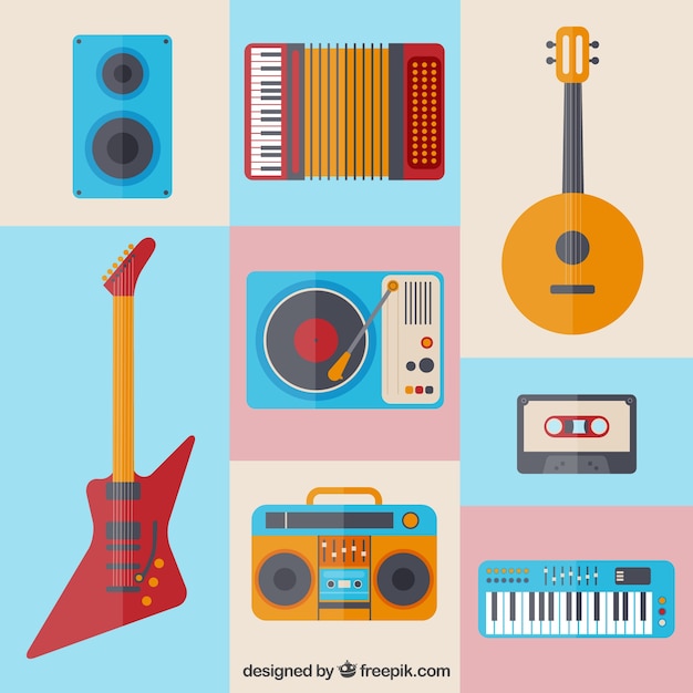 Colorful music instrument icons