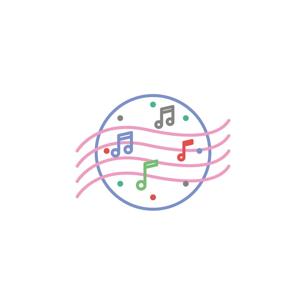 Colorful music note in the circle shape