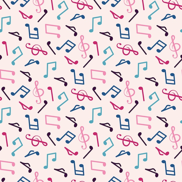 Vector colorful music notes pattern