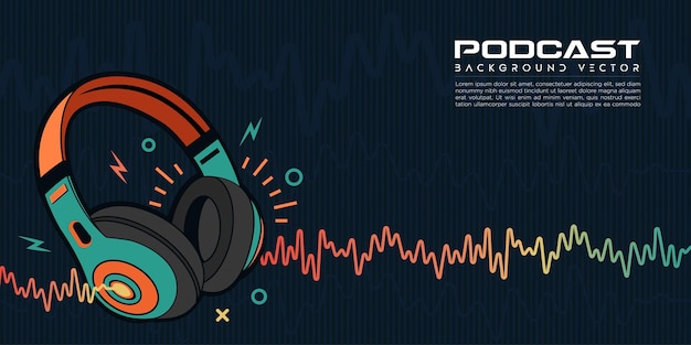 Colorful music podcast background illustration with sound bar