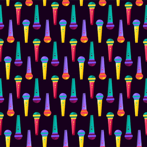 Colorful Musical Hand Microphone Seamless Pattern