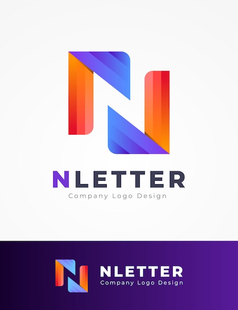 Vector colorful n letter logo design