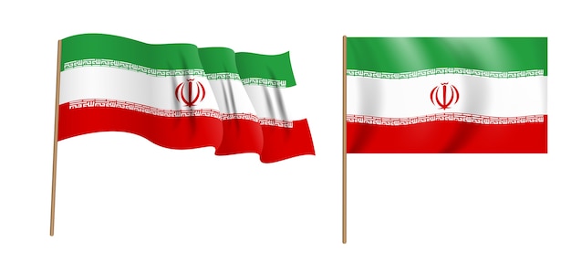 Colorful naturalistic waving flag of the islamic republic of iran.