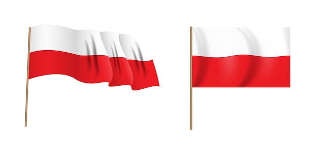 Colorful naturalistic waving flag of Poland. leaves