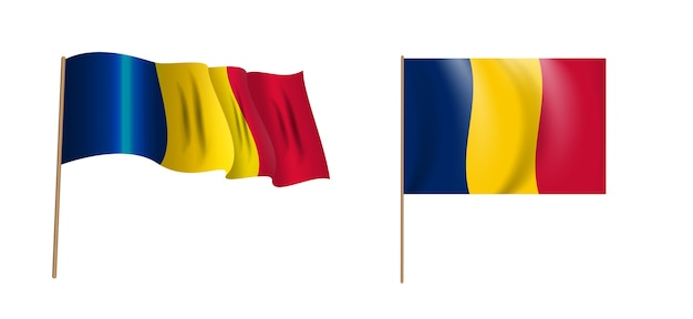 Colorful naturalistic waving flag of the Republic of Chad. 