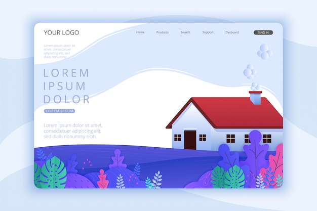 Colorful nature landing page template