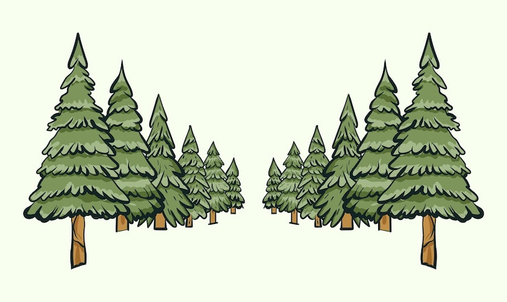 Vector colorful nature pine tree vector illustration set