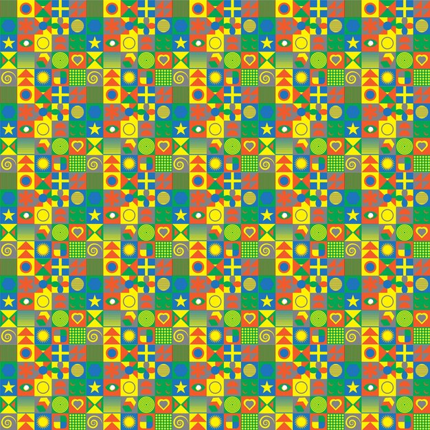 Colorful neo geometric pattern. Grid with color geometrical shapes. Modern abstract background vecto