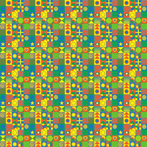 Colorful neo geometric pattern. Grid with color geometrical shapes. Modern abstract background vecto