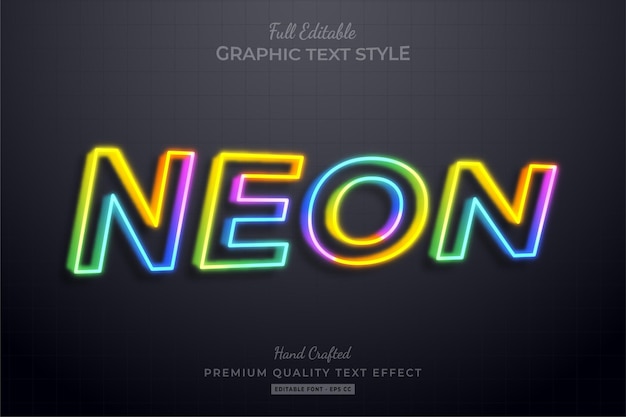 Stile del carattere di effetto di testo modificabile al neon colorato 3d