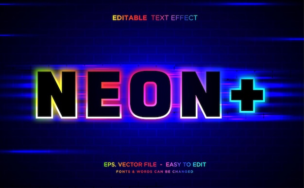 Vector colorful neon editable text effect