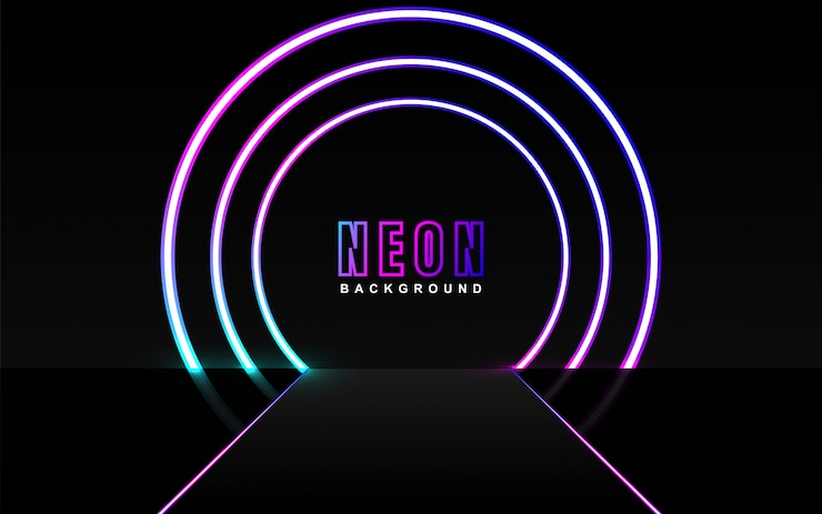 Vector colorful neon light effect on dark background