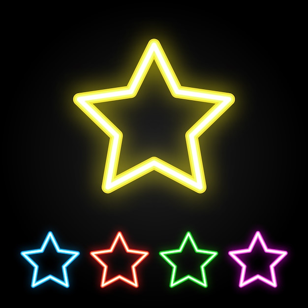 Colorful neon star set