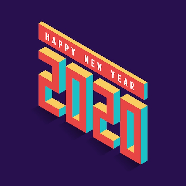 Colorful New year vector isometric art design illustration