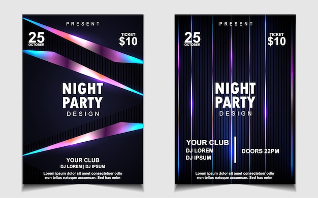 Vector colorful night dance party music flyer or poster design