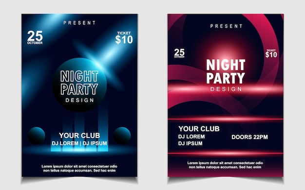 Colorful night dance party music flyer or poster design