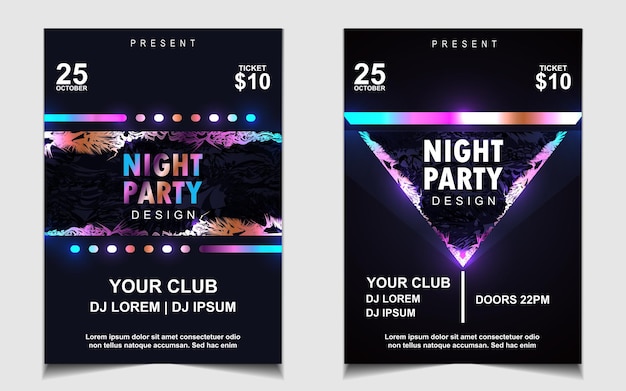 Vector colorful night dance party music flyer or poster design