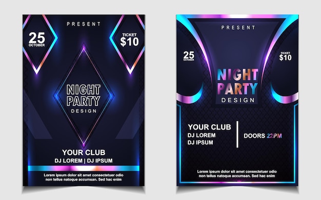 Vector colorful night dance party music flyer or poster design
