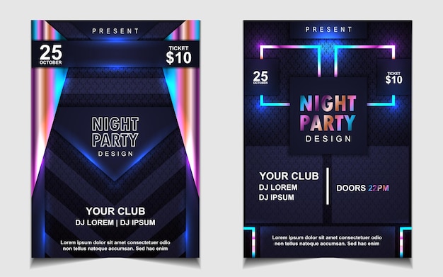 Vector colorful night dance party music flyer or poster design