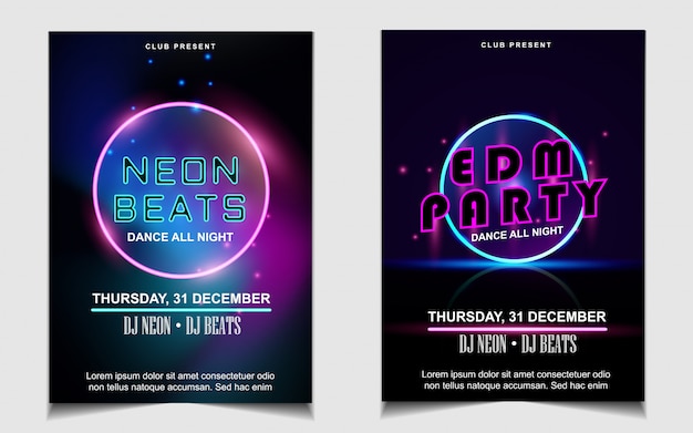 Vector colorful night dance party music flyer or poster design