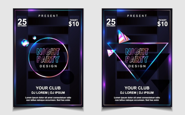 Vector colorful night dance party music poster