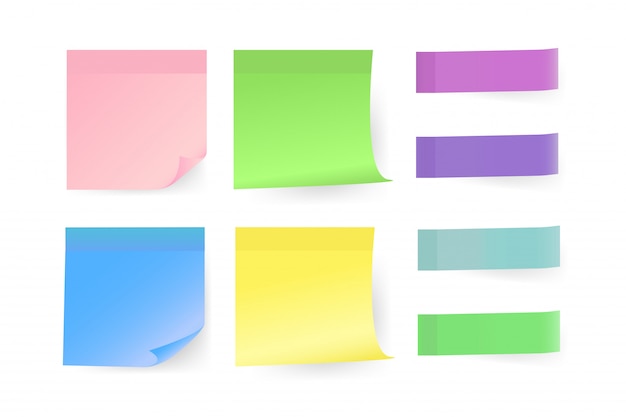 Colorful note stickers set in flat style 