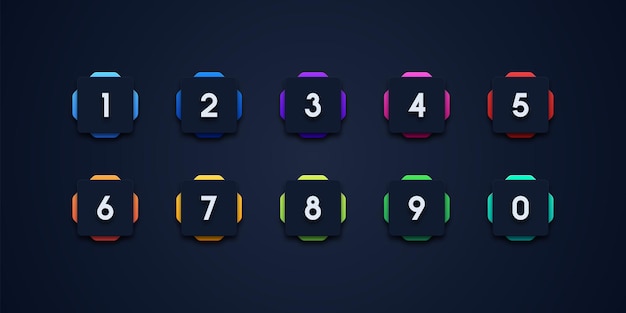 Colorful number bullet point icon set