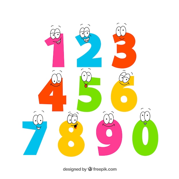 Colorful number collection with eyes