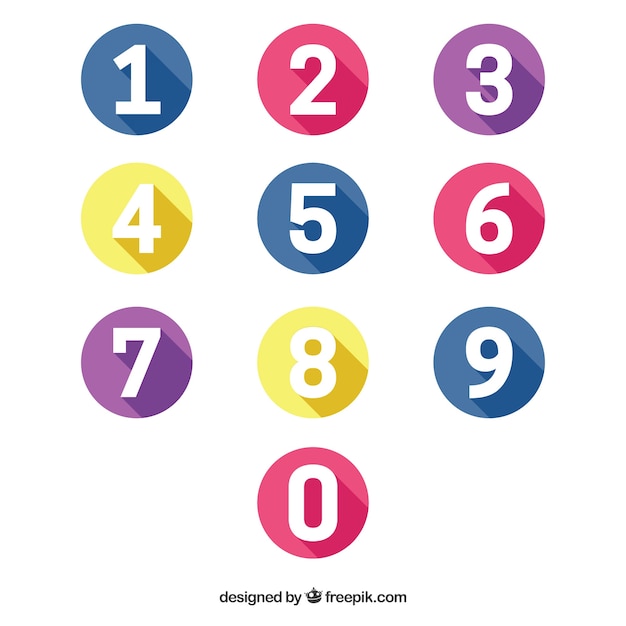 Vector colorful number collection with flat design