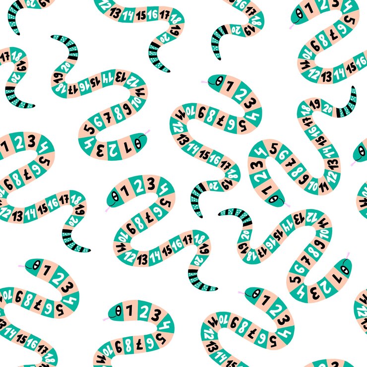Vector colorful numbers snake pattern